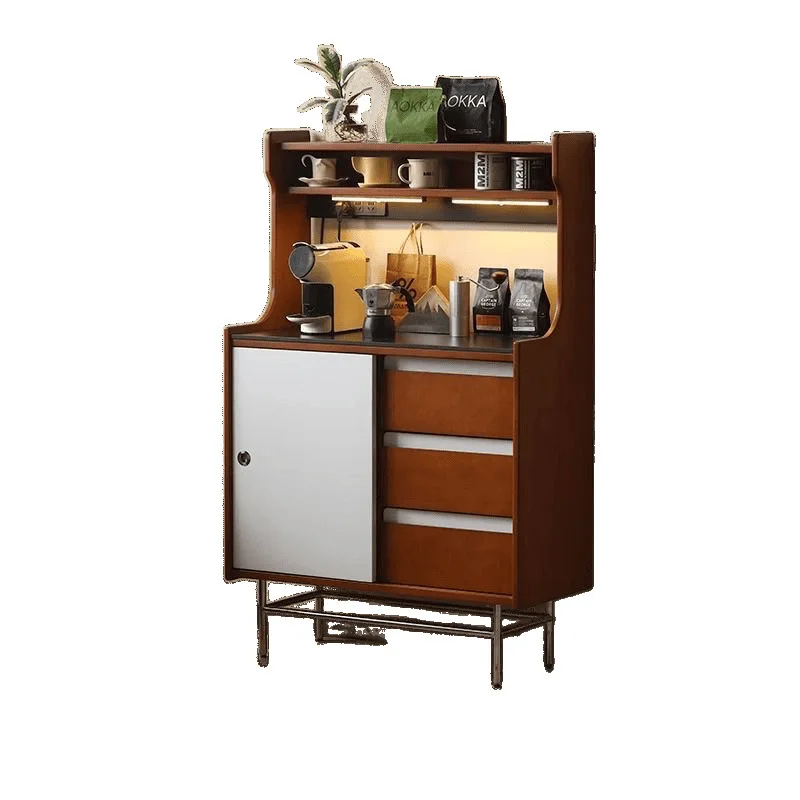 

Nordic medieval dining side retro simple storage solid wood living room wall integrated locker