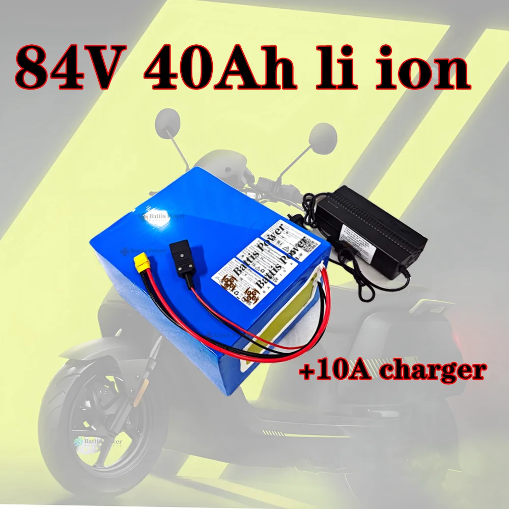 

Teswatts 84v 40Ah large capacity lithium ion battery pack lipo battery 23S BMS +10A charger