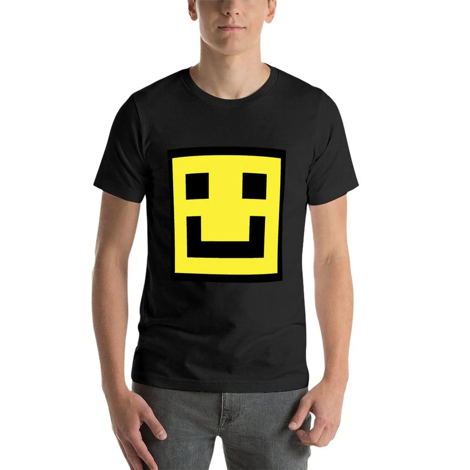 Cara de sorriso masculina camiseta lisa moda coreana, camiseta casual, elegante, nova edição