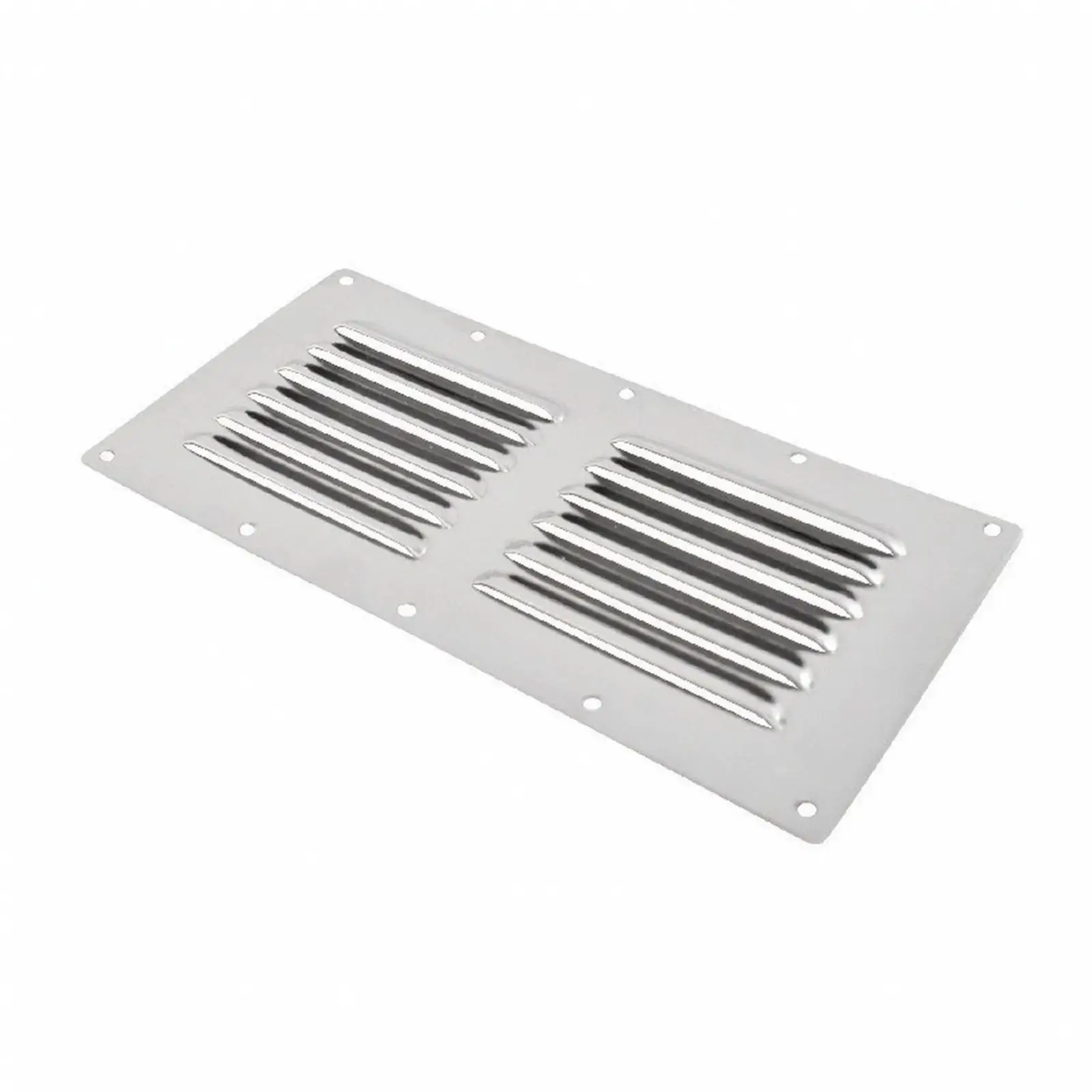 Polished Silver Stainless Steel Ventilation Grille Panel Air Exhaust Louver with Mounting Holes for Yacht Marine Cabinet Wall