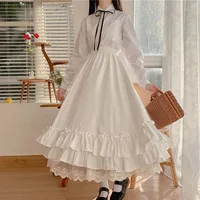 Japanese ruffles pleated skirt woman sweet high waist loose Ankle-length skirts women college style black patchwork A-line skirt 6