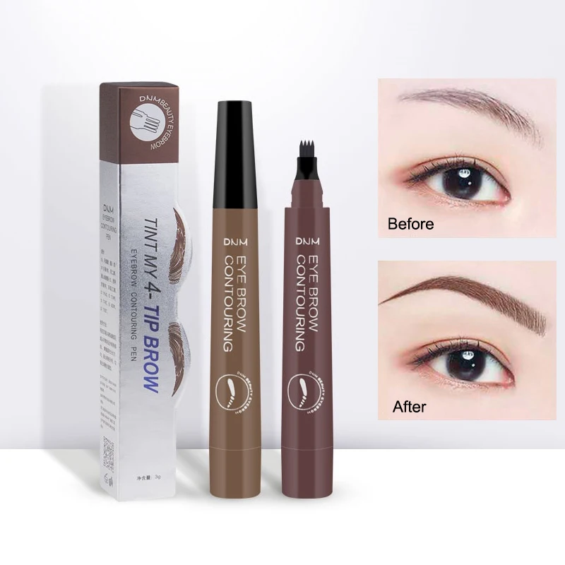 【HBA】5 Colors Microblading Eyebrow Pen Waterproof Liquid Eyebrow Pencil Long Lasting Eyebrow Pen 4 Points Eye Brow Pen Cosmetics