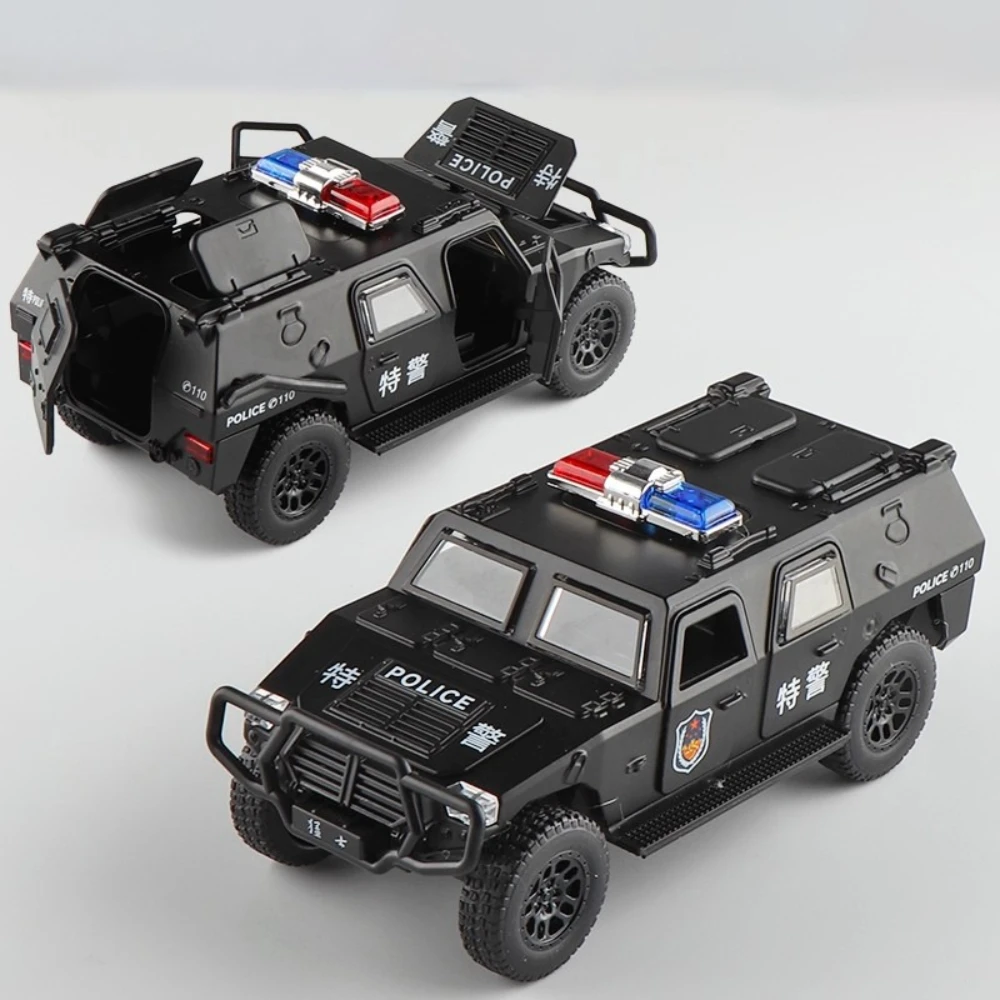 1:32 DongFeng MengShi X-Trail Polizeiauto Modell Spielzeug Metalldruckguss Zurückziehen Türen Opend Swat Öffentliche Sicherheitsmodelle Kinder präsentiert