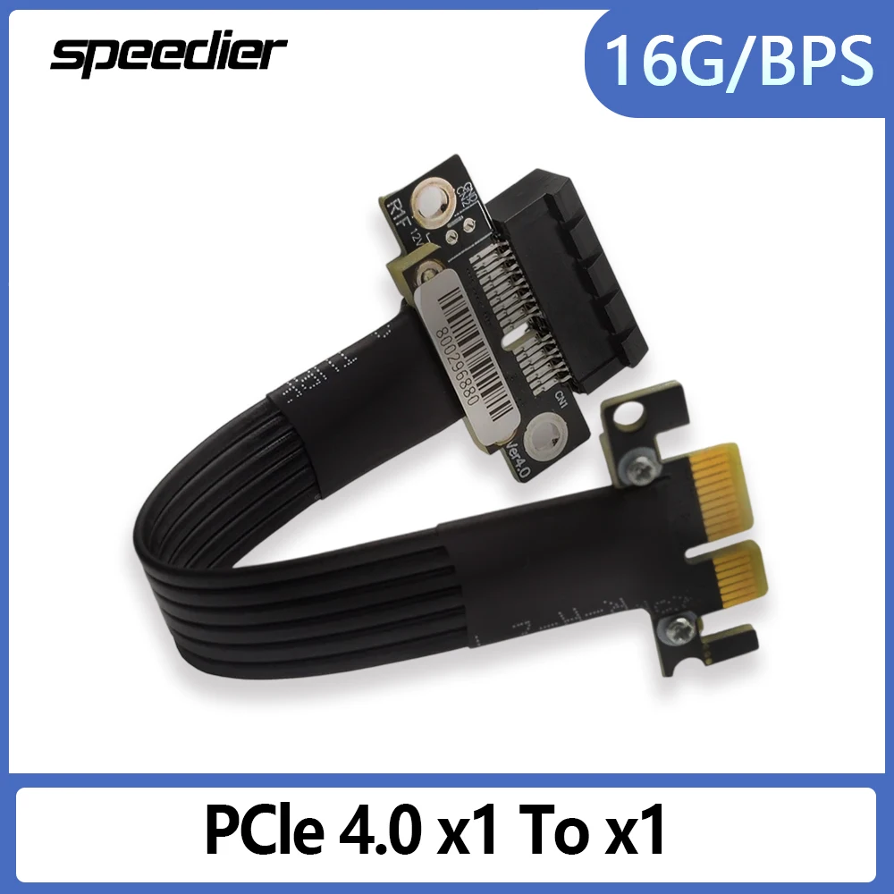 

PCI-E 4.0 X1 To X1 Turn 90 180 Degree Angled GPU Extension Cables Riser Ribbon Extender Gen4 16G/Bps FOR Audio, LAN USB Cards