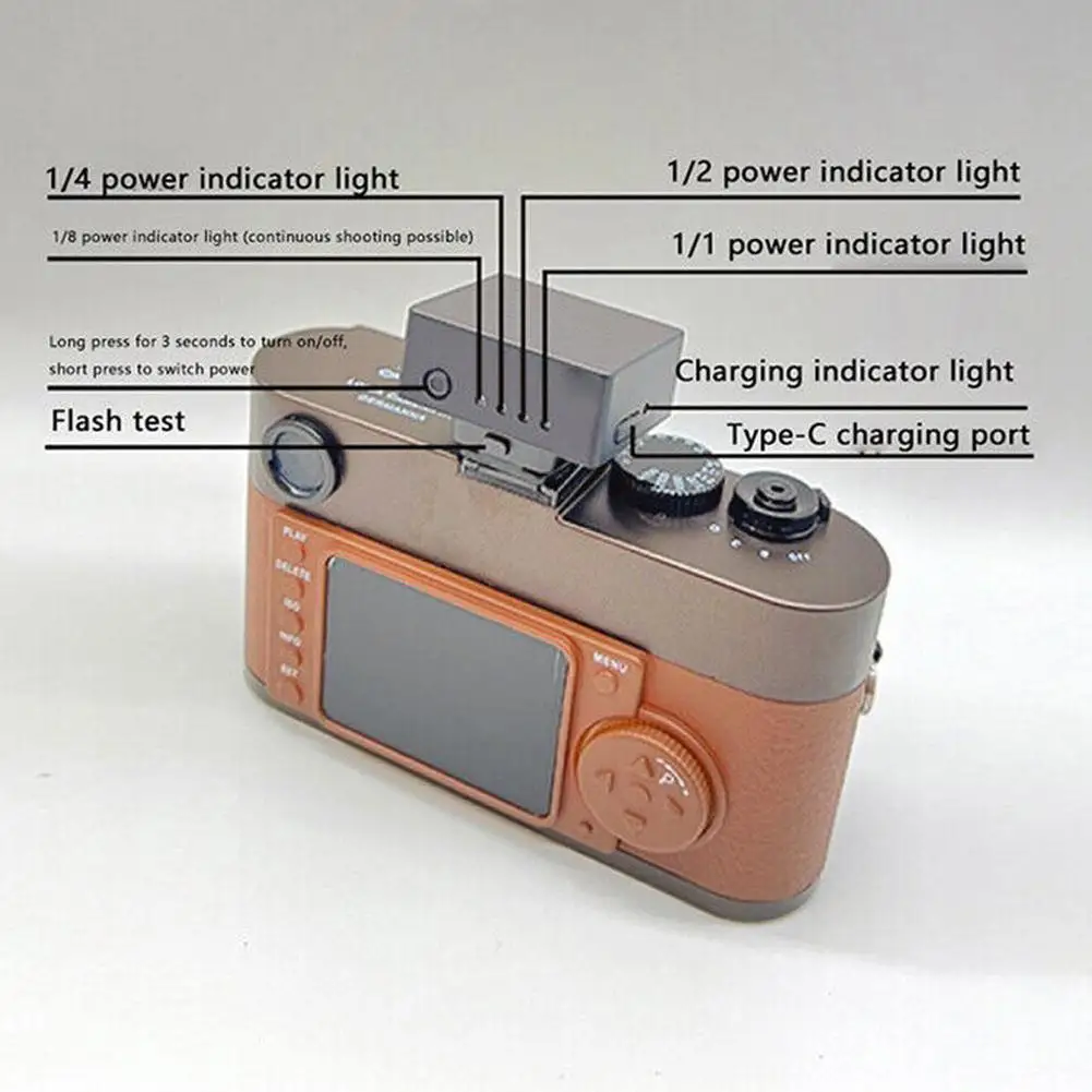 Imagem -03 - Mini Câmera Ajustável Flash Câmeras Digitais com Único Contato Hot Shoe Apto para Ricoh Nikon Fujifilm e Outros Slr