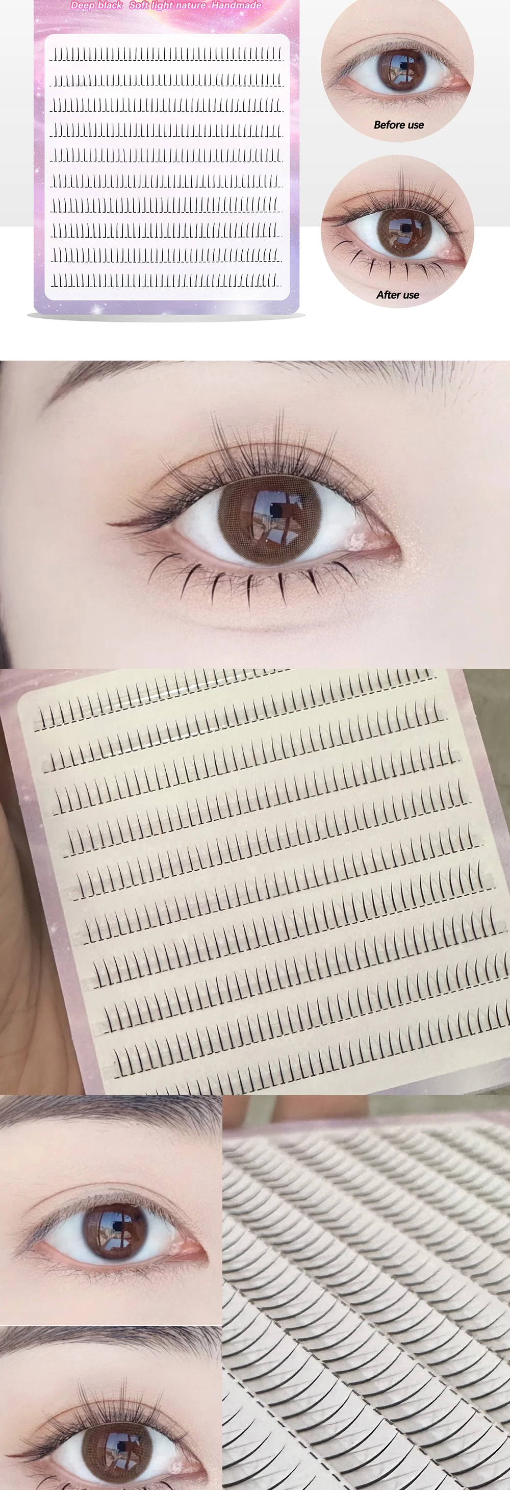 REDSIREN 10 Reihen unter der Wimpern, große Kapazität, Cluster-Wimpern, koreanisches Make-up, natürlicher Look, untere Wimpern – Detail 3