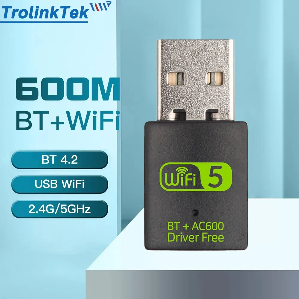 

600 Мбит/с Wi-Fi 5 USB беспроводной адаптер AC600 сетевая карта двухдиапазонный 2,4G/5 ГГц Bluetooth 4,2 для Windows 7/8/10/11 драйвер бесплатно
