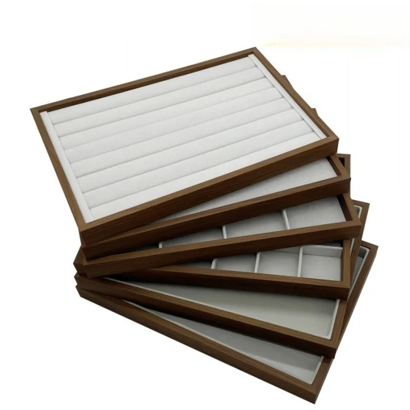 

1PCS Solid Wood Ring Jewelry Display Tray - Black Walnut Finish Jewelry Organizer Dish for Countertop Retail Showcase