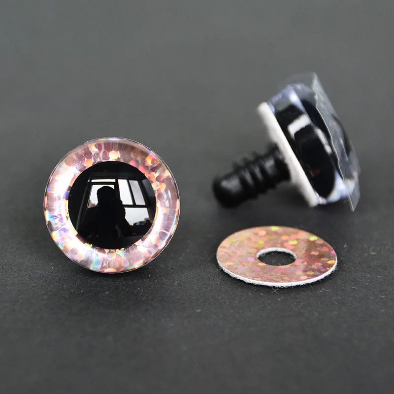 20 peças 10 cores 12-40mm olhos de glitter 3d com arruelas, boneca que faz olhos de segurança de crochê artesanal de pelúcia para crochê amigurumi