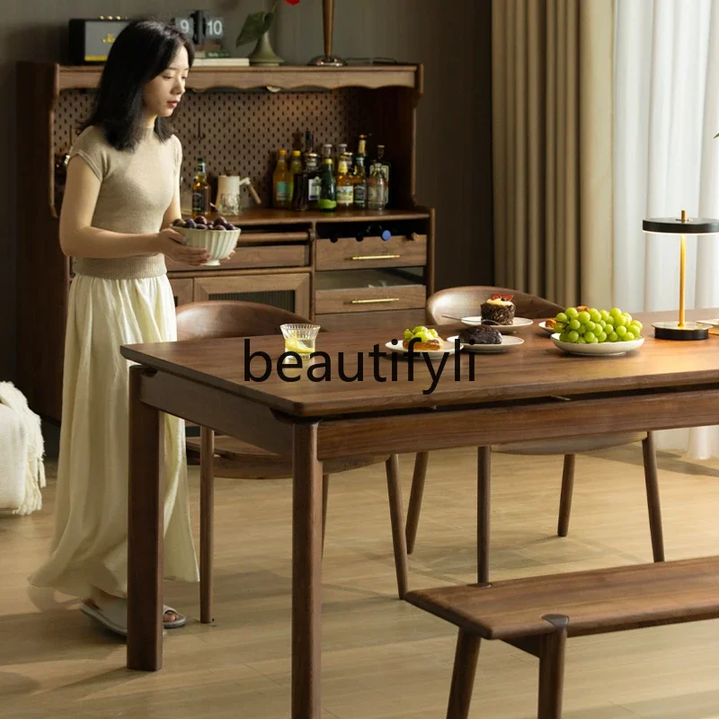 

YH03 North American black walnut office desk workbench living room, Nordic home all solid wood dining table