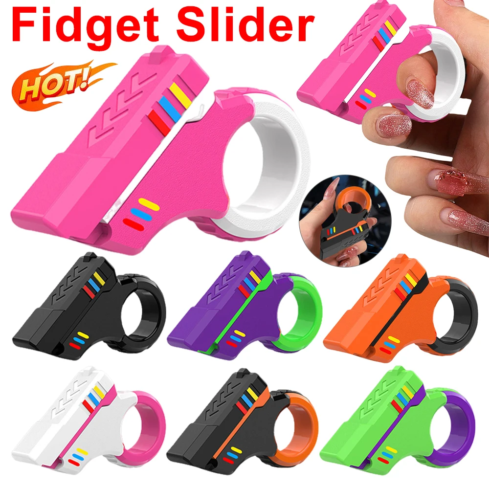 Fidget Slider 3d Printed Fidget Toy Gadget Mini Sliding Rotating Finger Toy Decompress The Magnetic Rotary Slide Small Pistol