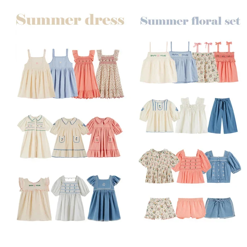 

Pre-sale(ship March) 2025 EM Autumn Floral Dress Girl Printed Shirts & Skirt Suit Toddler Girls Clothes Birthday Party Dress