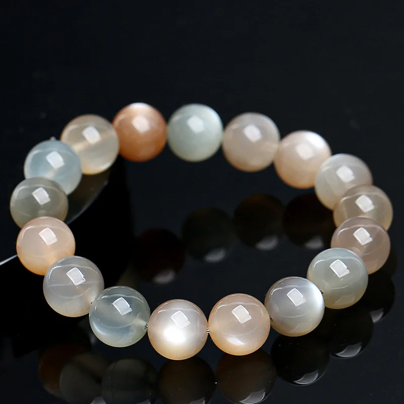 

7A Grade Natural Multi-Color Moonstone Bracelet Sugar Crystal Translucent Round Beads Healing Energy Jewelry for Women Gifts