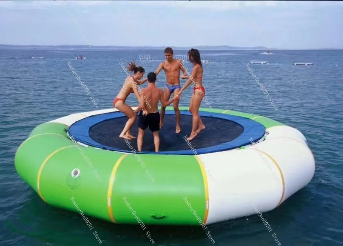 `Inflatable Water Trampoline Bouncer Seesaw Slide Float Park Equipment Kids Amusement Ocean Ball Pool Backyard Water Play Toy`