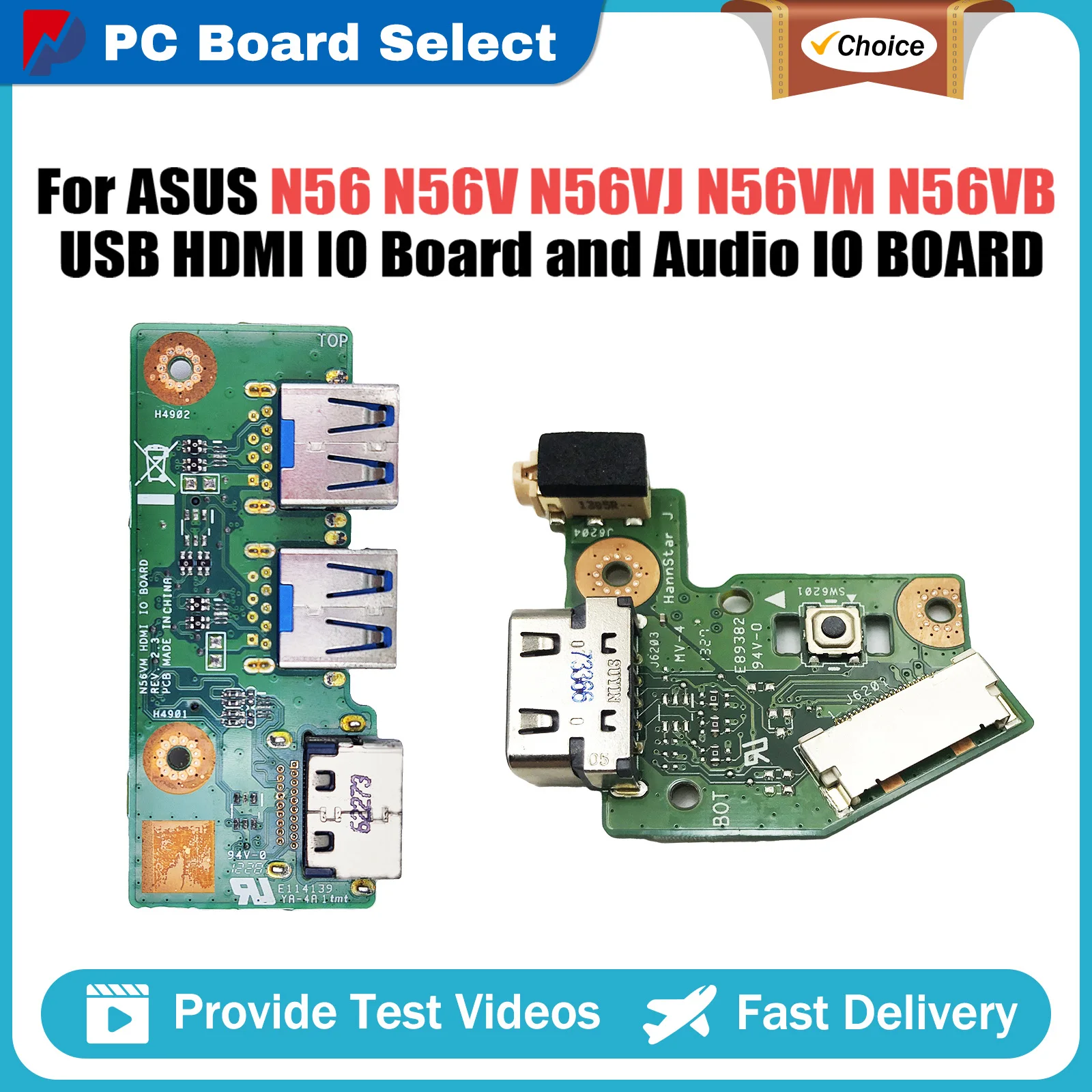 

POWER BOTTON VGA BOARD For Asus N56 N56V N56VJ N56VM N56VB N56VZ N56J USB HDMI IO Board and Audio IO BOARD Fast Ship