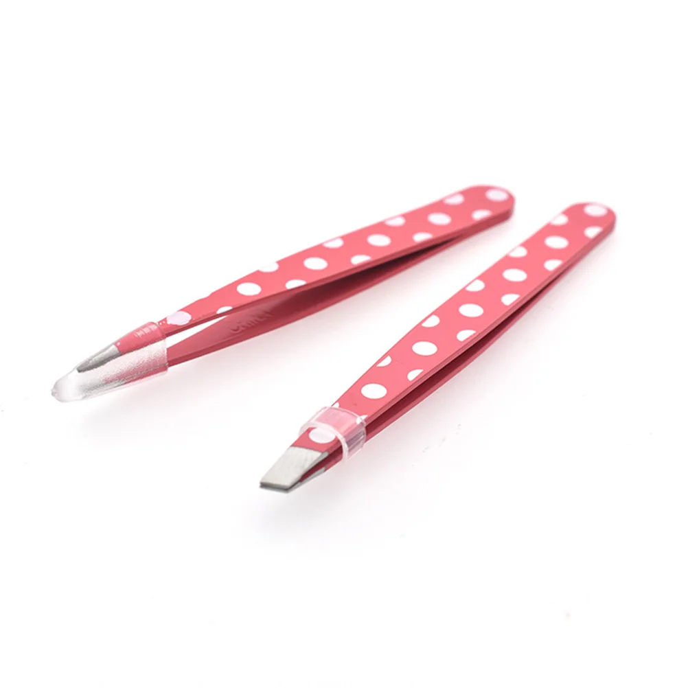 

2Pcs Eyebrow Tweezers Stainless Steel Precision Slant Tip for Women Men Portable Makeup Tool Brow Grooming Kit
