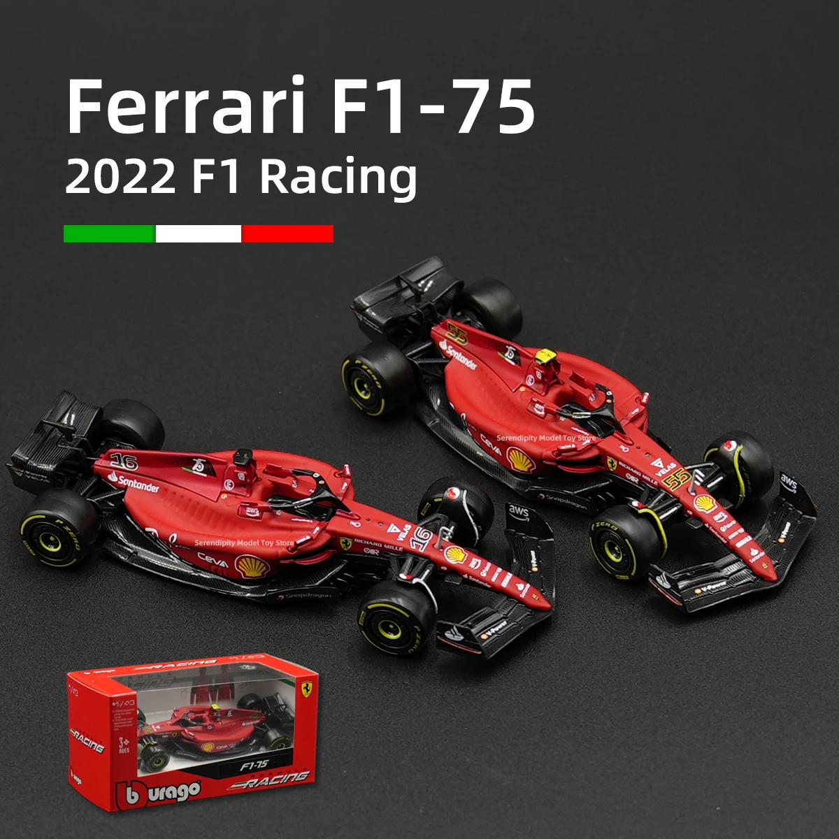 Bburago 1:43 Ferrari 2022 F1-75 #16 F1 Formula Car Die Cast Vehicles Collectible Model Racing Toys