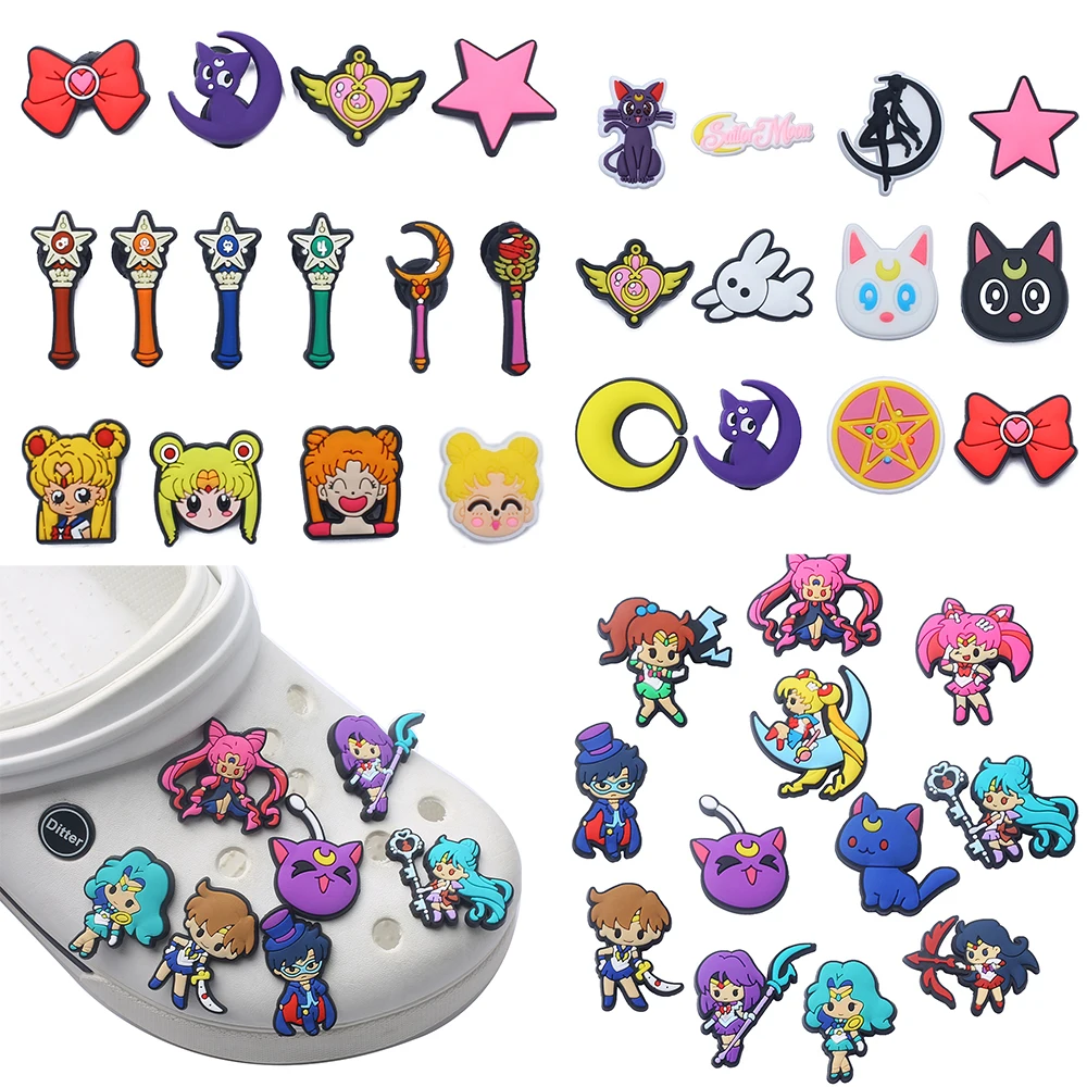 Hot sales 12-100pcs Hot Toys Cartoon Japanese Anime Series PVC shoe Accessories DIY Detachable Waterproof Creativity Cute Gifts