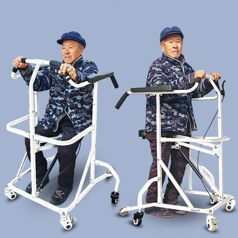 

Elderly Trolley Walker with 4 Wheels Mobility Aids Disabled Stroke Hemiplegia Lower Limbs Rehabilitation Training Walking Stand