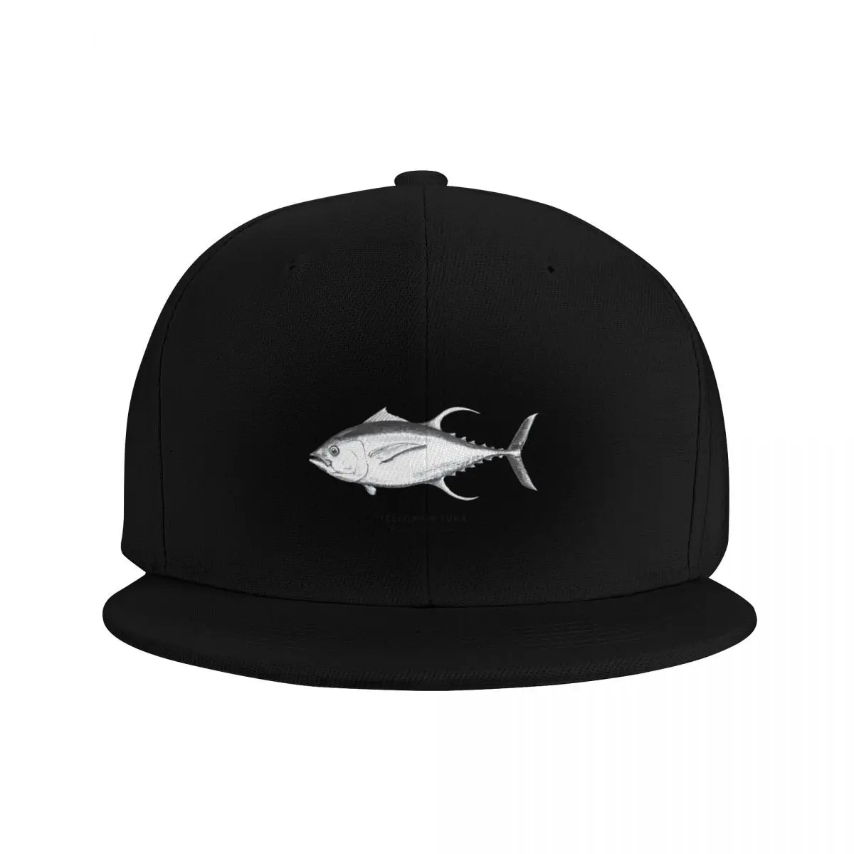 Yellowfin Tuna -Black + White Detailed Watercolor Fish Illustration Baseball Cap Big Size Hat beach hat Hats Man Women's