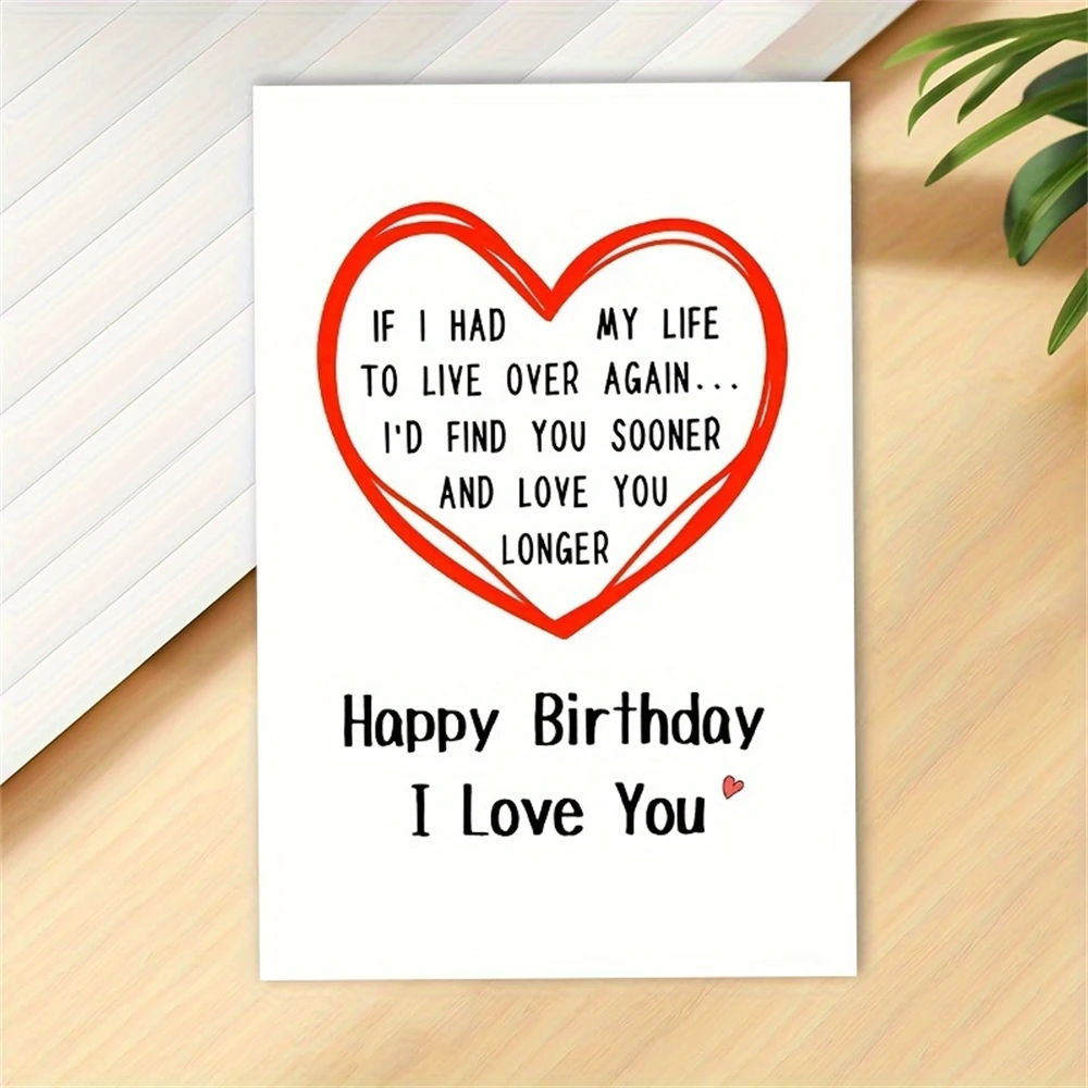 1pc,Romantic Birthday Card for Husband Boyfriend, Funny Birthday Card for Girlfriend Wife - I Wish I Could Love You longer,with