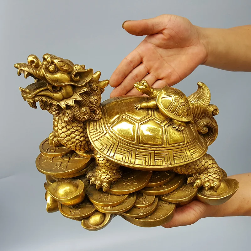 Asia HOME SHOP Company FENG SHUI Mascot exorcise evil spirits Dragon bring wealth money Good luck brass Sculpture statue