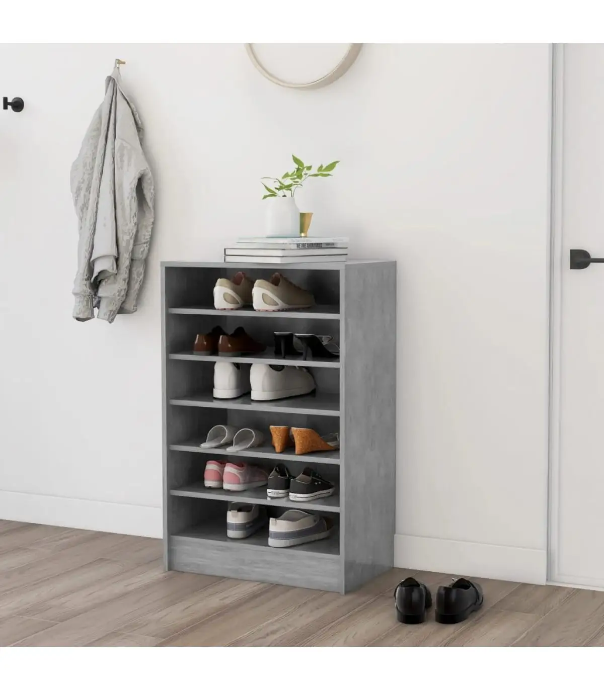 Shoemakers and shoe organizers Shoemaker furniture chipboard gray concrete 60x35x92 cm