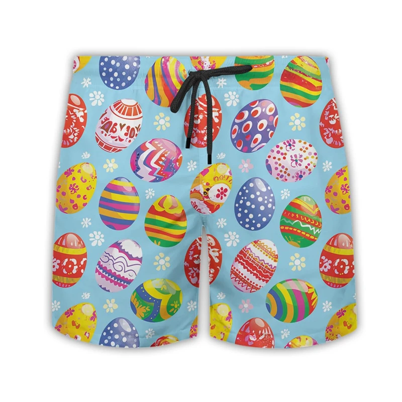 Hawaiian Easter Day 3D Printed Short Pants For Men Clothes Colorful Eggs Beach Shorts Casual Aloha Kids Trunks Boy Trousers Tops