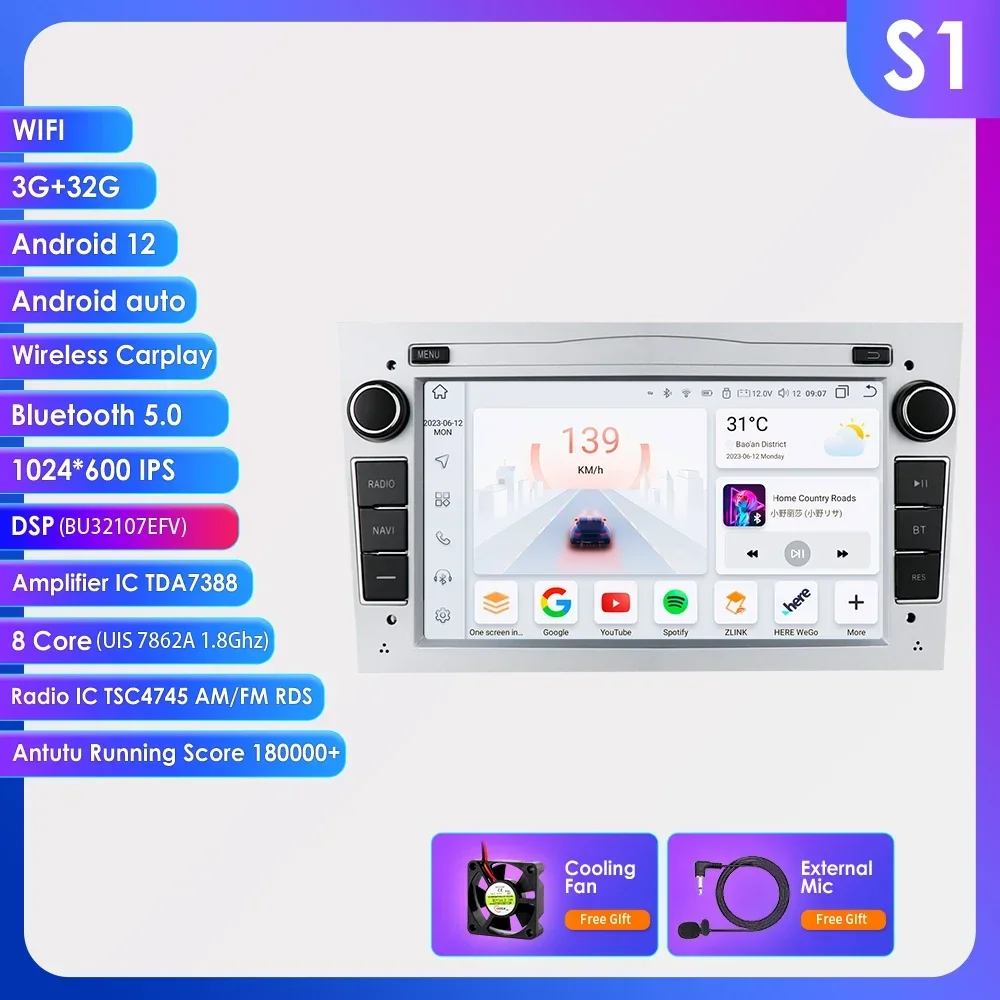 2 Din Android 12 Stereo Autoradio Multimedia Speler Gps Navi Voor Opel Corsa C Signum Vivaro Astra H Corsa D Zafira Tigra Twintop