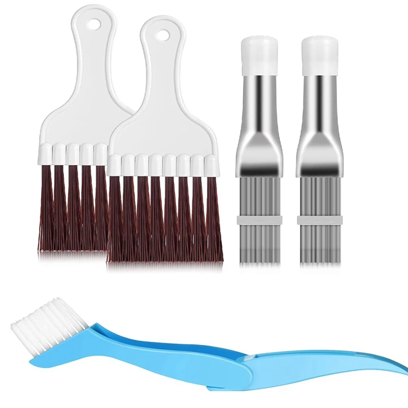 5 In 1 Set Air Conditioner Condenser Fin Comb, Coil Cleaner Stainless Steel Fin Comb, Evaporator Cleaning Whisk Brush