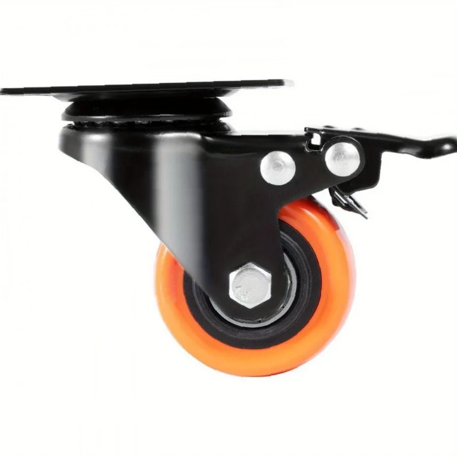 Roulettes à plaque rotative de 2 pouces, ensemble de 4 pièces avec roues en PVC sans bruit à double verrouillage de sécurité, chaque roulette a un capuchon de charge lourd