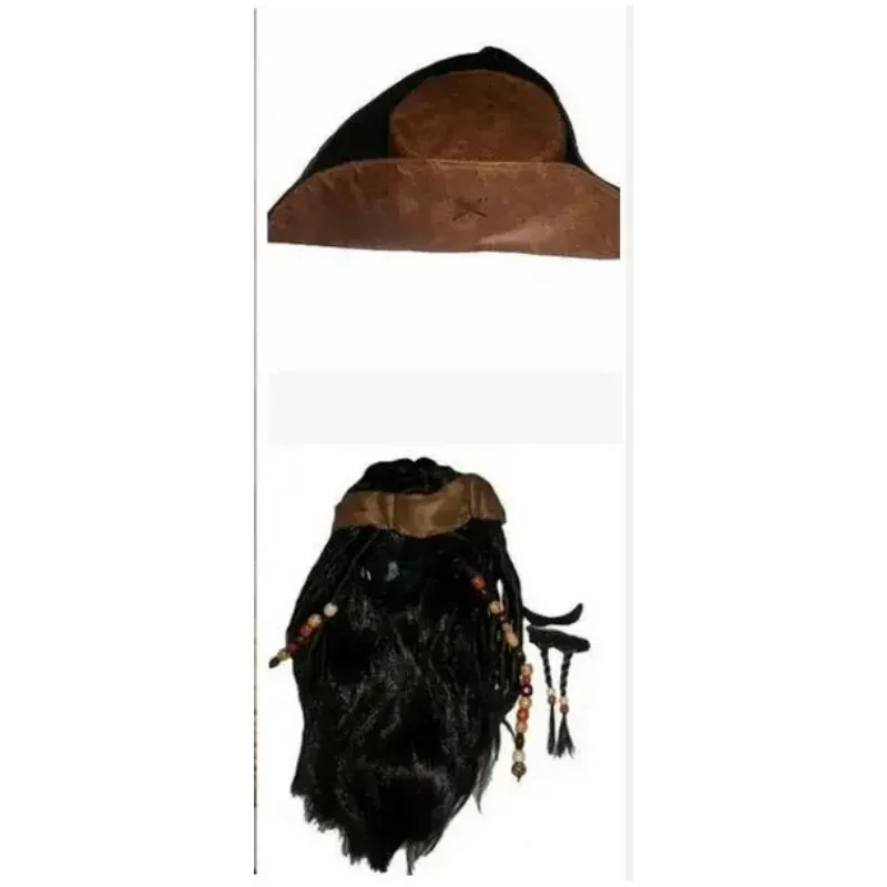 Captain Jack Sparrow Cosplay kapelusz męskie piraci peruka karaibska Halloween akcesoria — 2