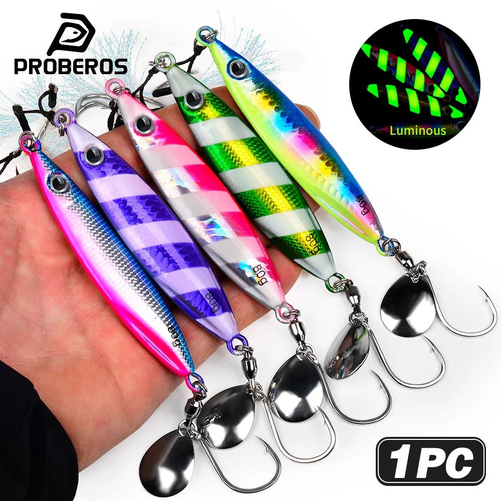 

PROBEROS 1pcs Mixed Color Metal Jig 30G - 80G Artificial Baits Hard Baits Vibrant Fishing Lures for Freshwater & Saltwater