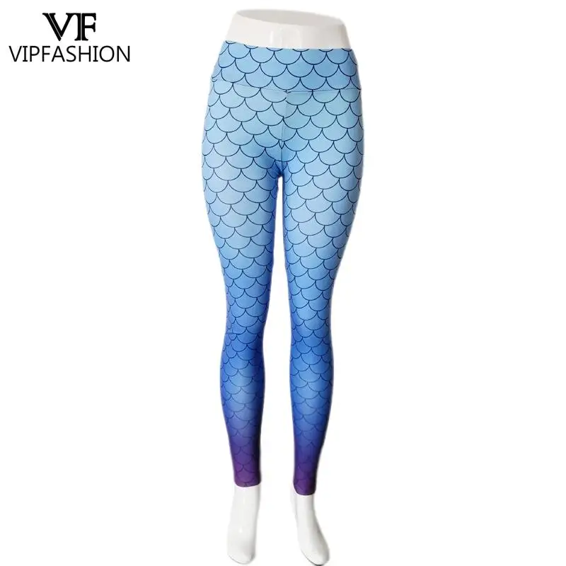 VIP FASHION Women Mermaid Printed Leggings Elastic Workout Trousers Woman Sexy Streetwear High Waist Excerise Pants for Running