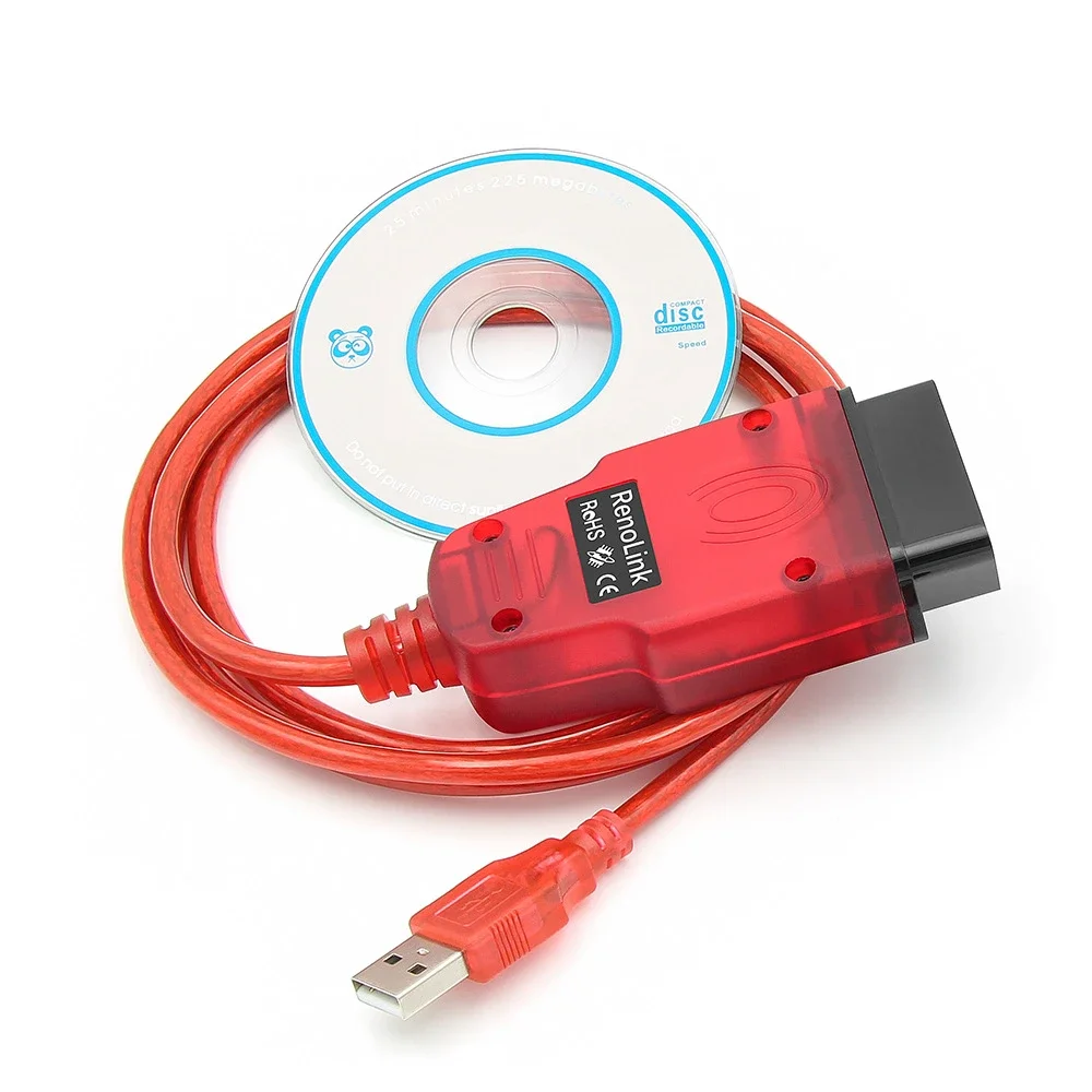 Latest Renolink V1.99 for Renault OBD2 ECU Programmer Reno USB Diagnostic Cable for Renault Key Coding/Airbag Multi-Function