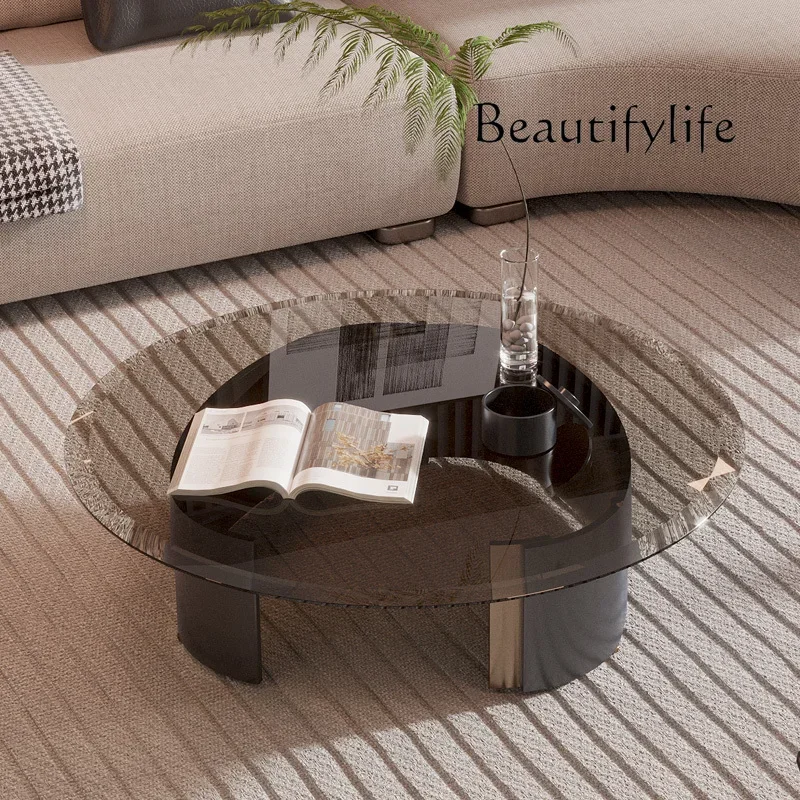 

журнальный столик Italian Simple Modern Creative Designer Furniture Light Luxury Tempered Glass round Tea Table