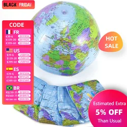 90CM Inflatable Earth World Geography Globe Map Balloon Toy Beach Ball Early Educational Supplies Kids Learning Outdoor Toys