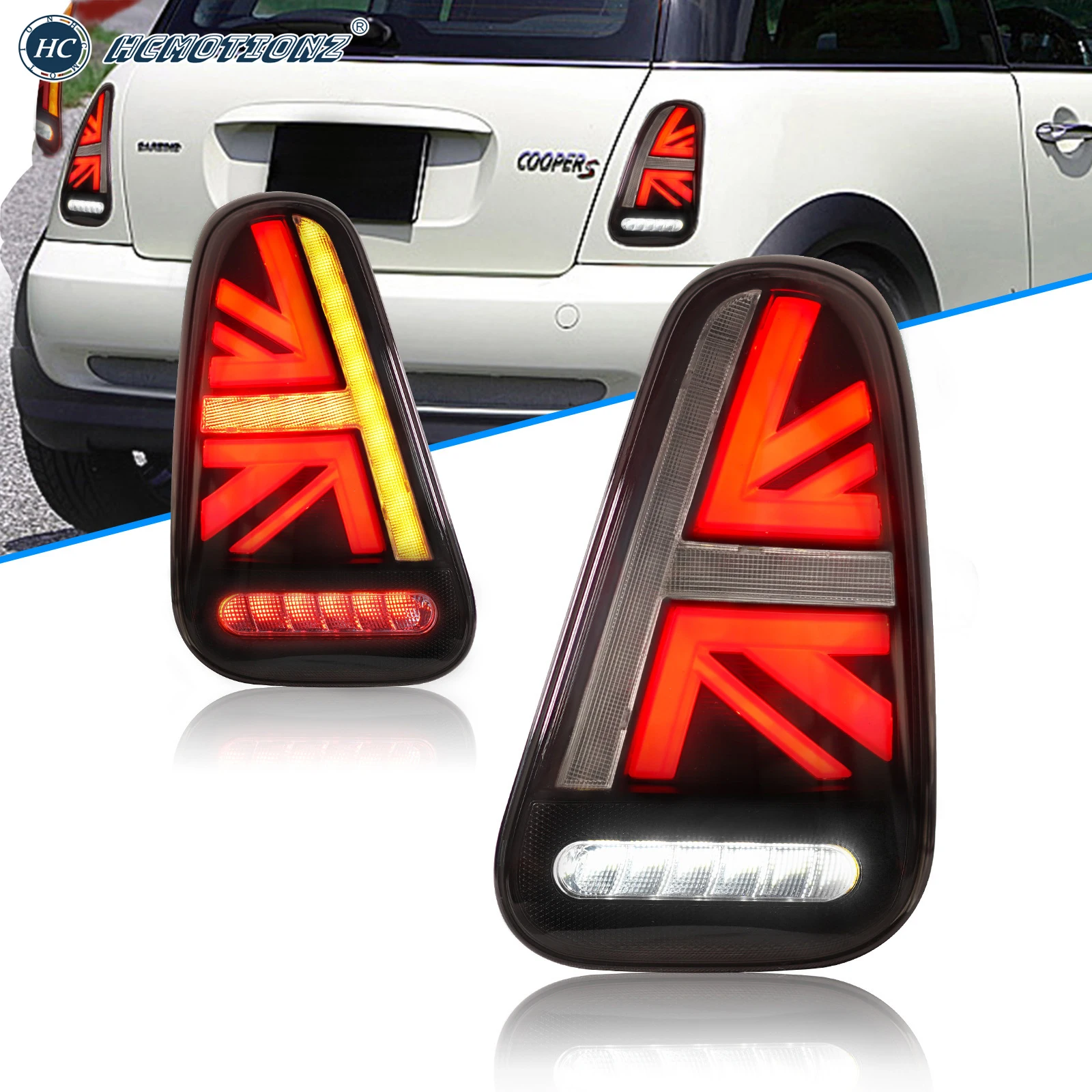 Tail Lights For 2001-2006 BMW Mini R50 R52 R53 Cooper S Rear Lamps Rear Running Light+Brake Lamp+Reverse+Dynamic Turn Signal