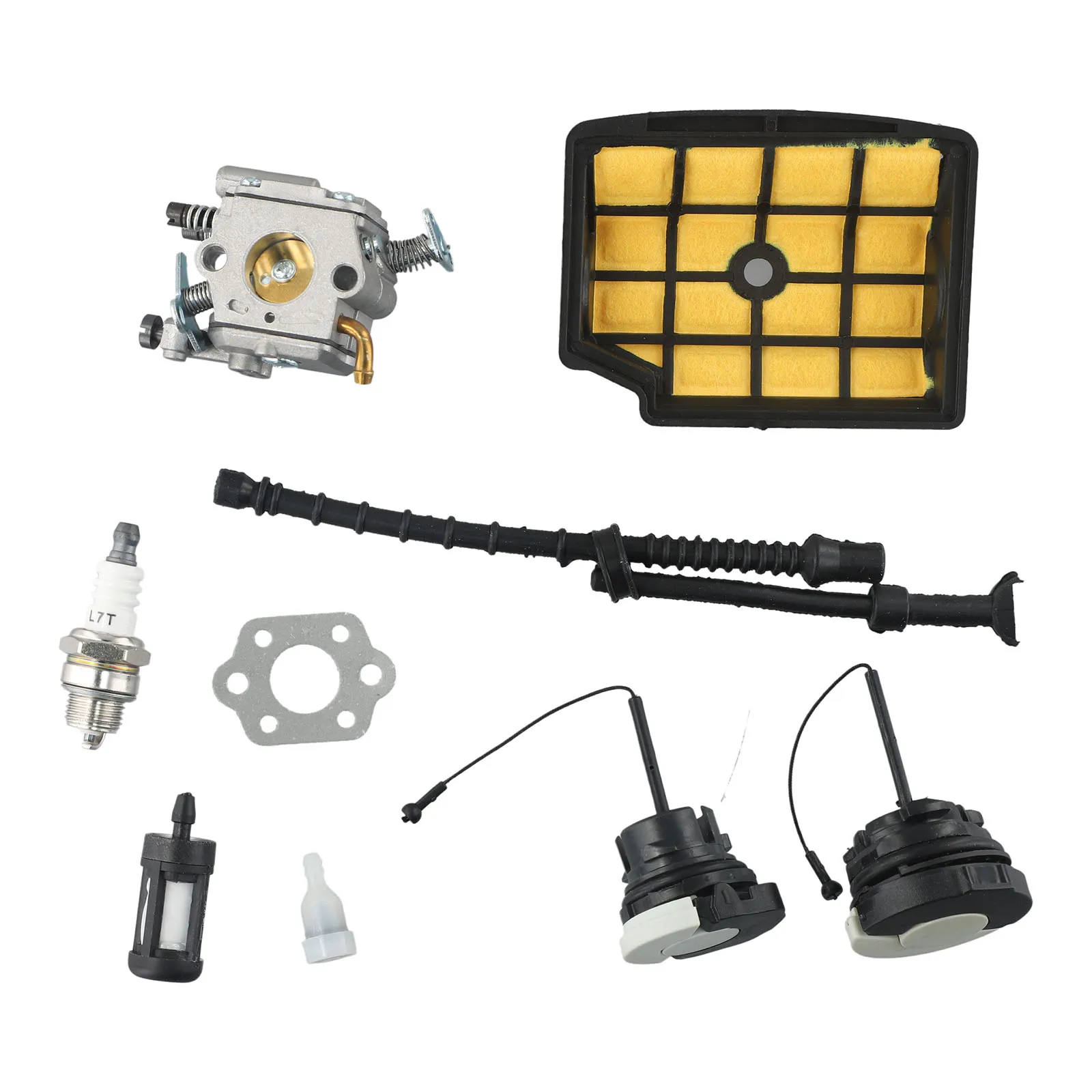 

Комплект запчастей для бензопилы: трубка, воздушный фильтр, прокладка, аксессуары для уличного использования, карбюратор.