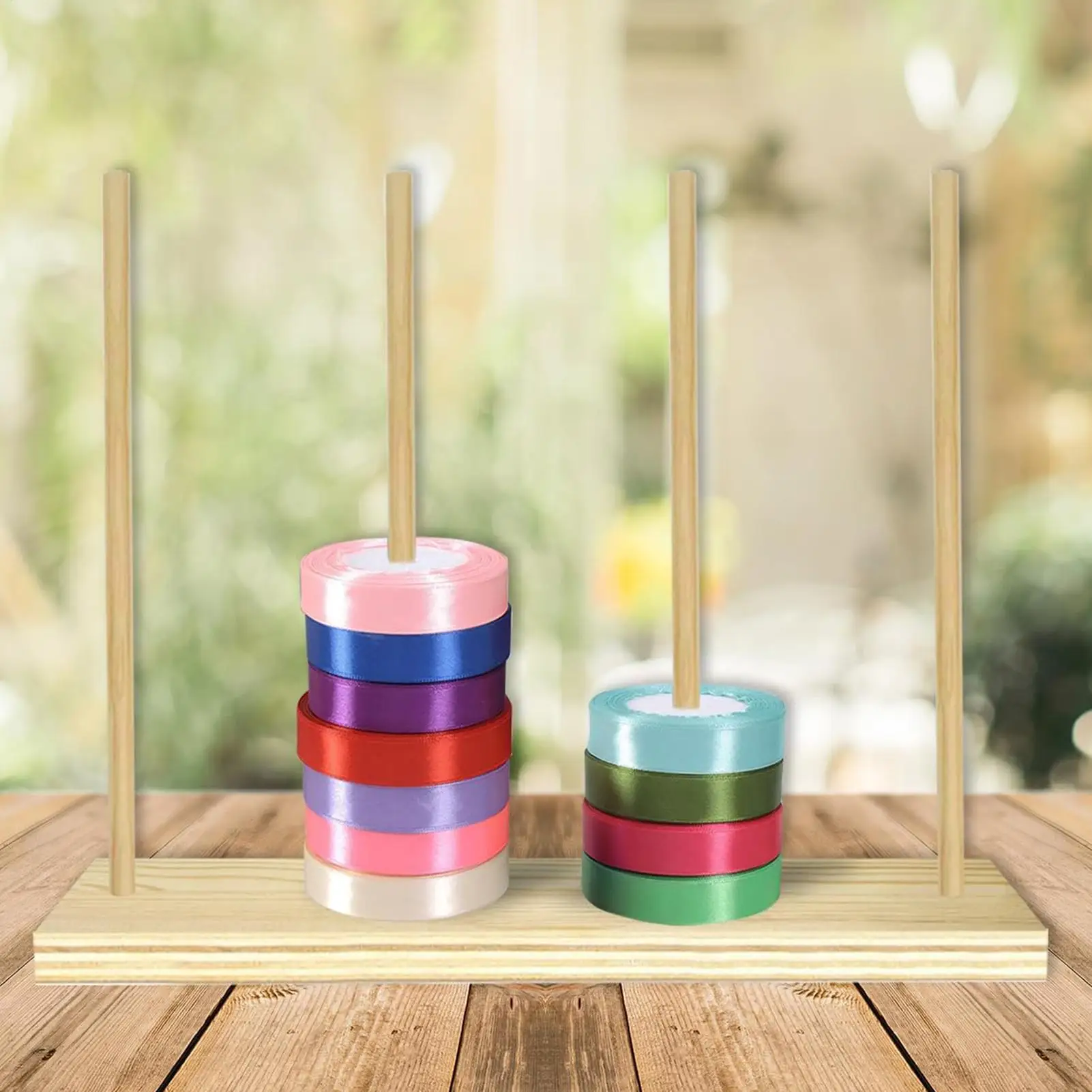 Ribbon Organizer Wooden Spool Storage Organizer Display Rack Ribbon Storage For Home Room Thread Tape Wreath Crochet Roll
