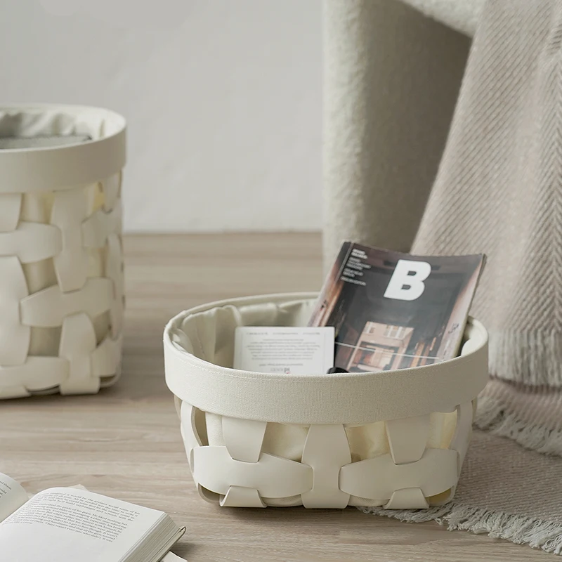 

Современная минималистичная кожаная корзина для белья, роскошная тканая корзина для хранения, органайзер для домашней одежды, декоративная универсальная коробка для отеля