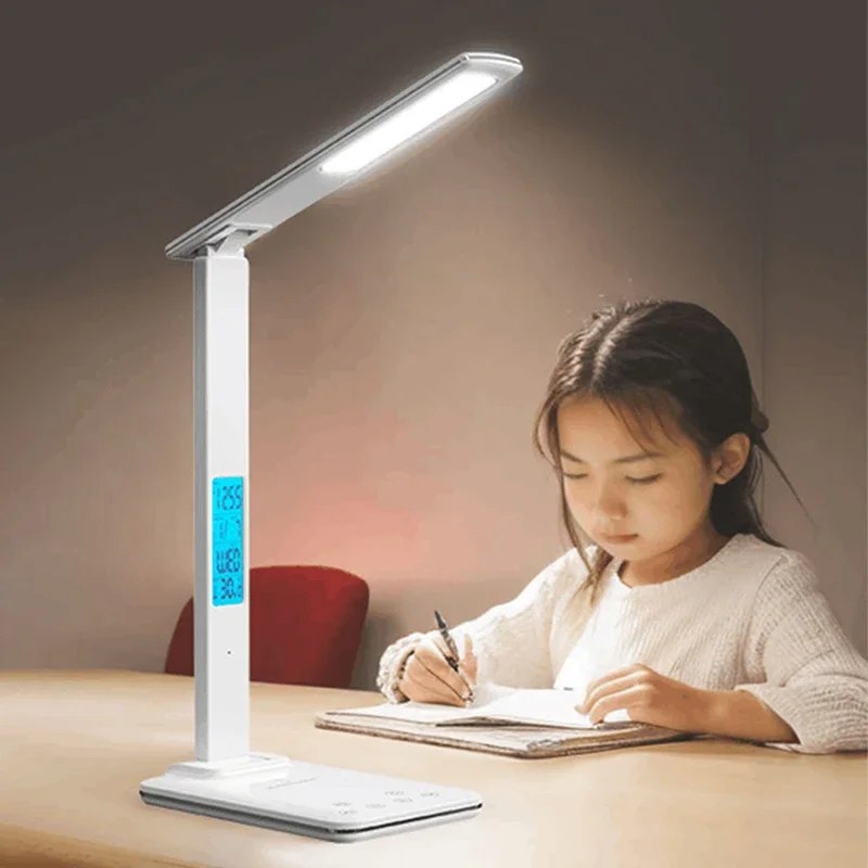 LED Desk Lamp with Wireless Charger and USB Plug in Port Bedside Night Light Touch Dimmable Eye-Caring for Gaming Reading Home