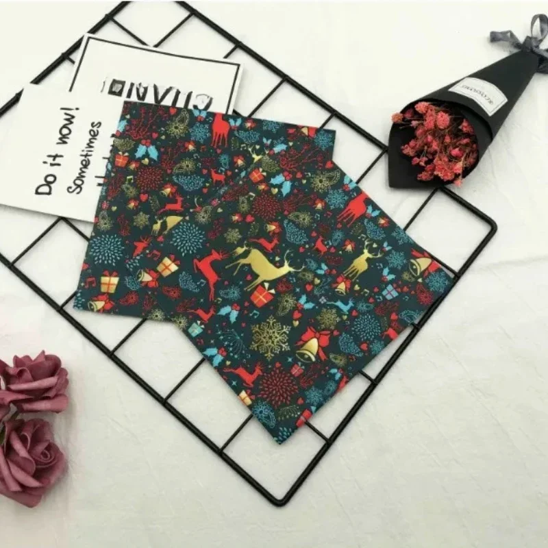 20pcs Pac Colorful Printed Christmas Moose Fireworks Table Mouth Cloth Paper Napkins Holiday Party Square Paper Napkins 33cm