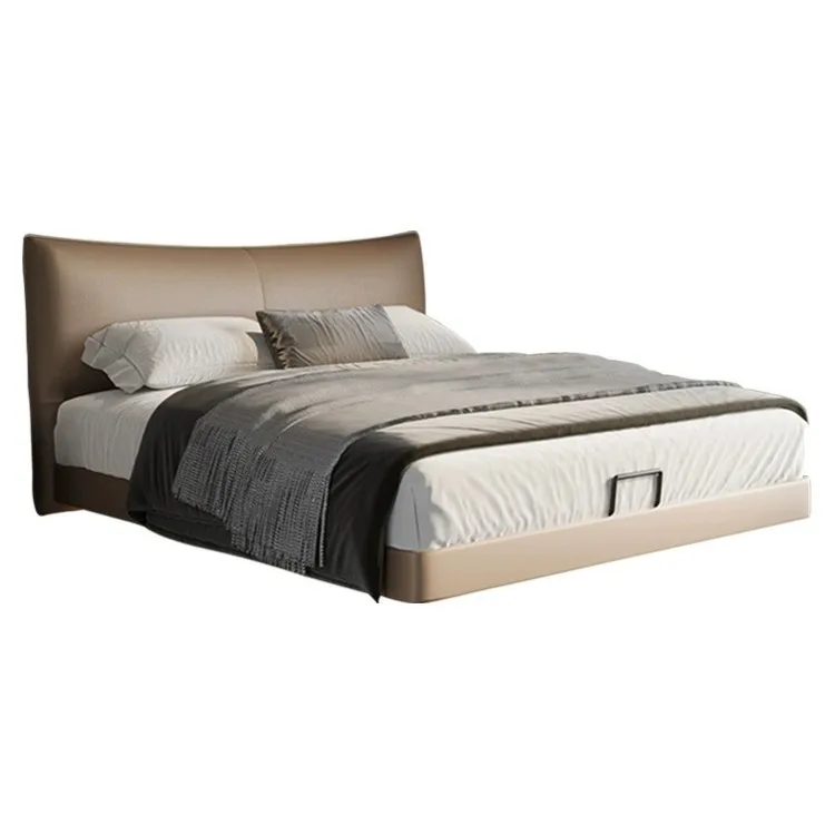 

Minimal leather bed 1.8 meters light luxury modern simple wedding bed, Chanel er high-end floor master bedroom double