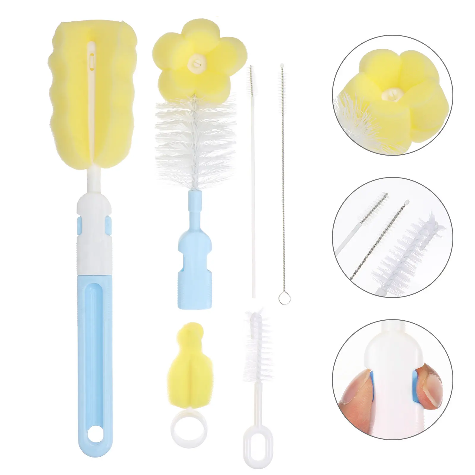 

1Set Baby Bottle Drying Rack PP Sponge Material Multi-Function Portable Draining Rack Large Capacity Infant Bottle Holder Brush