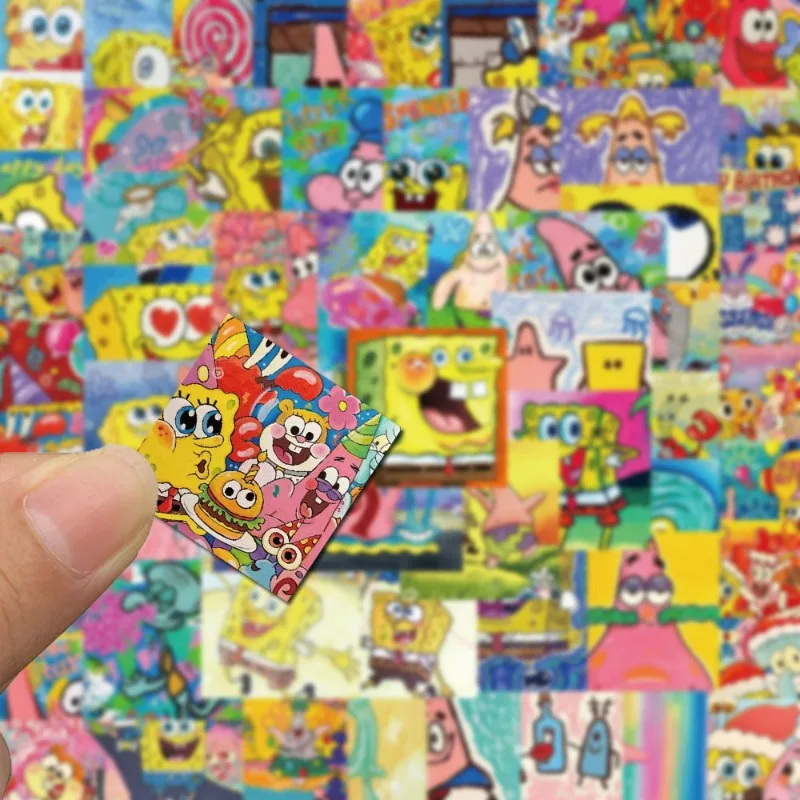 50pcsSpongeBob باتريك ستار الكرتون لطيف النفط اللوحة الرياح ملصق مضاد للمياه جراب هاتف مذكرات كوب الديكور صبي وفتاة هدية.