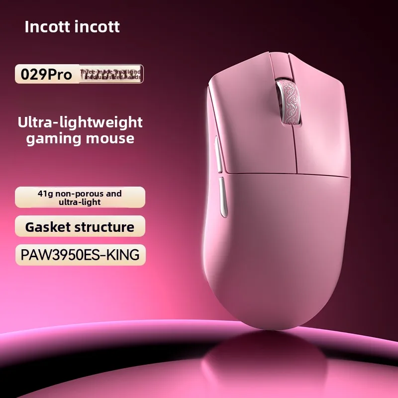 Incott 029 Pro Gaming Mouse PAW3395/3950 Wireless Tri Mode Lightweight Ergonomics Gasket Structure Low Latency Gaming Mouse