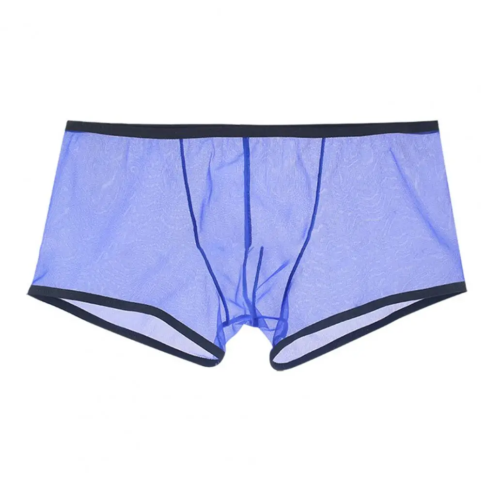 Men Panties U Convex Color Matching Stretchy Low Waist Mesh See Through Underpants Underwear for Sleeping Men Briefs