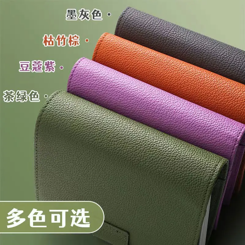 2024 A7 Pu Leather Binder Notebook Zip Cover With Top Pocket Faux Leather Planner Education Office Supplies Business Notebook