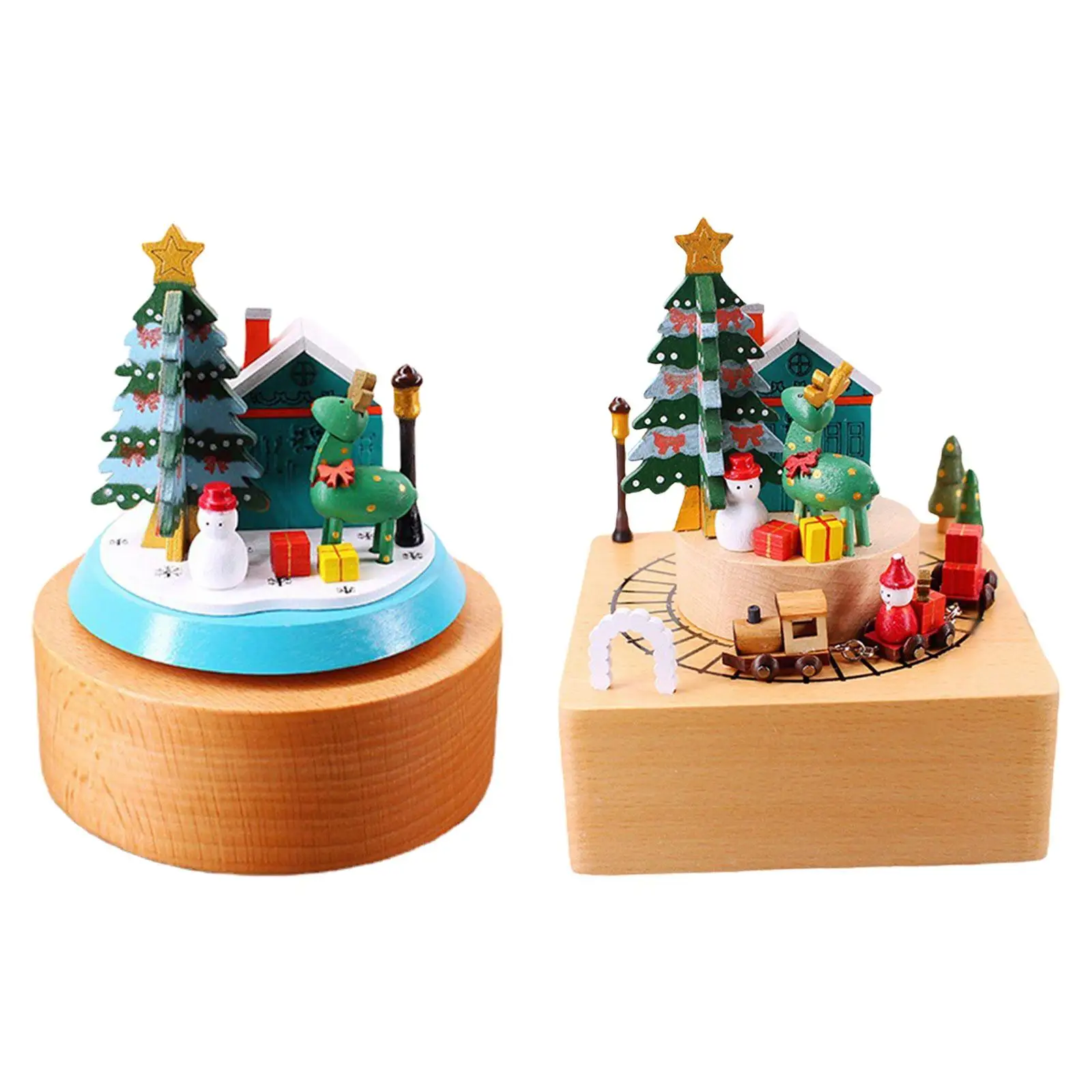 Wooden Music Box for Christmas with Merry Christmas Tune - Ideal Gift for Granddaughters And Kids